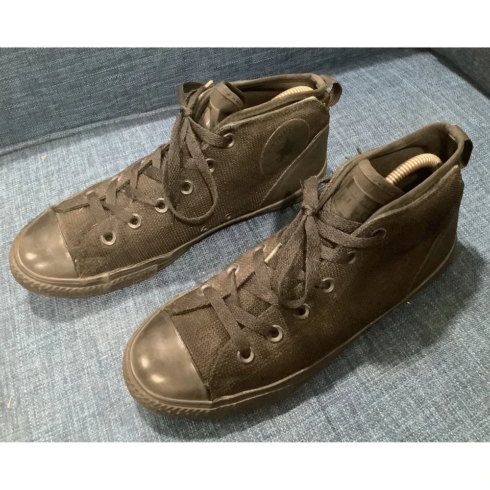 All Black Converse All Star Mid-High Top Junior 6